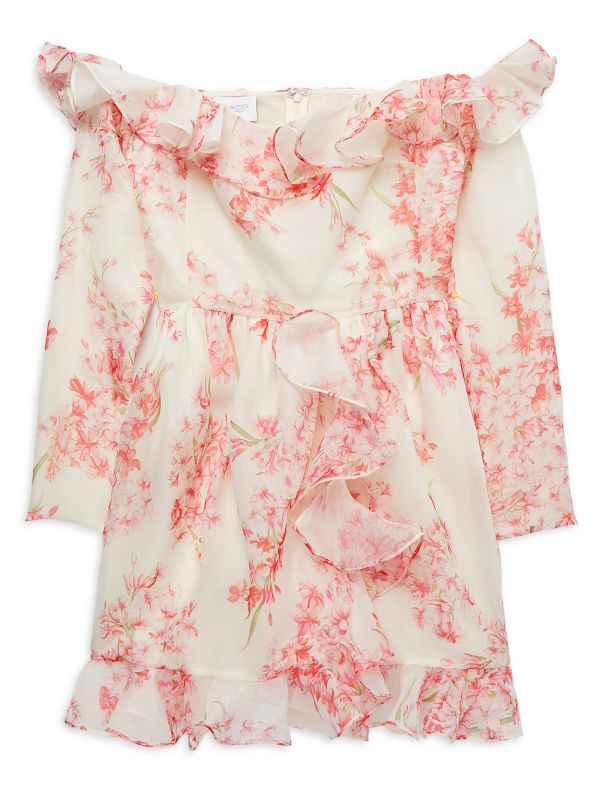 Giambattista Valli Floral Off Shoulder Silk Mini Dress